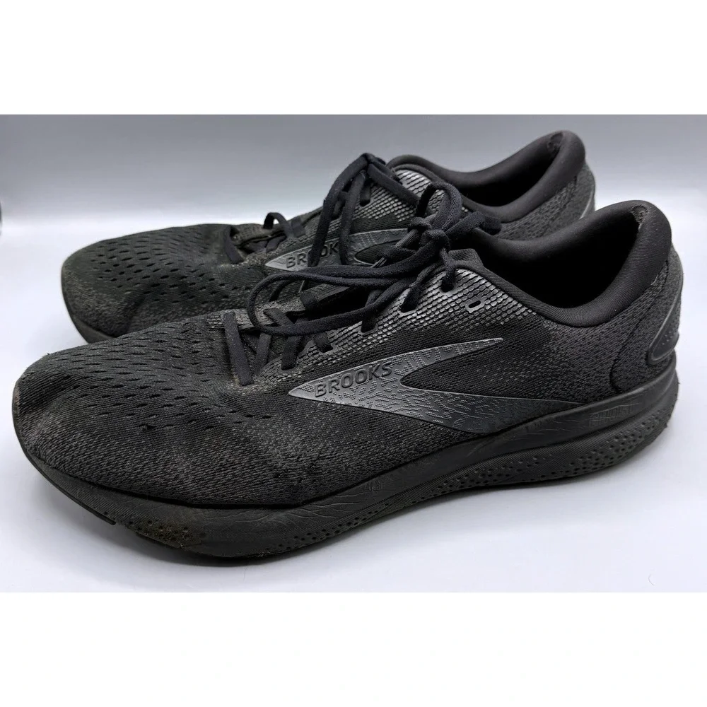 Brooks Ghost 16 Mens Running Shoes Triple Black Mesh DNA LOFT v3 Sneakers Sz 14